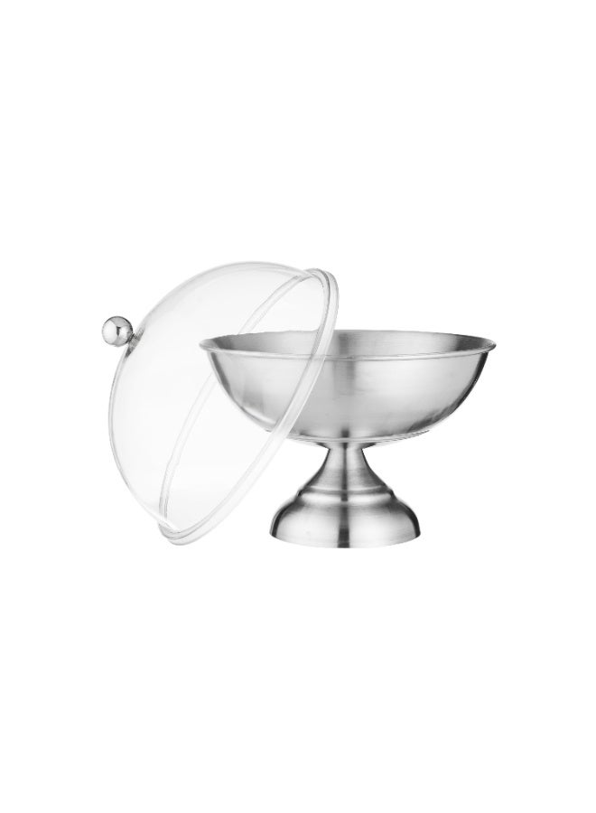 اباريك الصفا وعاء تقديم للتمور أو الحلويات استيل بغطاء بلاستيكي شفاف - Image 5